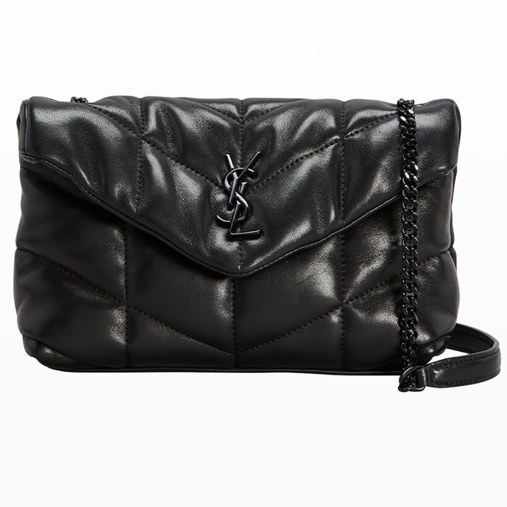 Authentic Saint Laurent Toy Lou Lou puffer Black calf